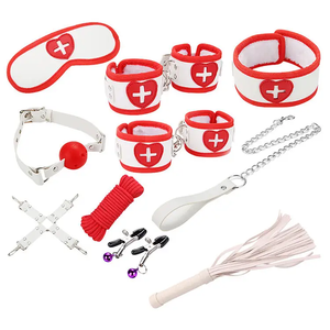 Nurse Lady Artificial Leather Bondage Gear Set Kits <span class=keywords><strong>BDSM</strong></span> de 8 piezas Juguetes sexuales para mujeres adultas Juguetes Sexuales - Product Image 1