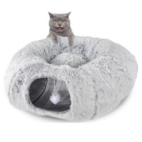 Tunnel-lit pliable écologique en peluche pour chat, coussin lavable, chaud et moelleux, jouet d'intérieur interactif pour chatons – Vente en gros