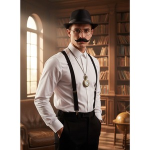 Les vêtements et accessoires pour hommes de la série des années <span class=keywords><strong>1920</strong></span> de PESENAR comprennent des chapeaux, des fausses barbes, des bretelles, des nœuds papillon, etc. - Product Image 3