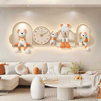 Peinture décorative pour salon, horloge murale en forme d'ours de dessin animé, peinture murale pour fond de canapé, peinture murale lumineuse pour chambre à coucher