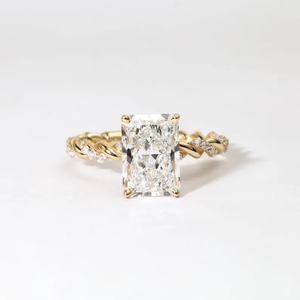 Anillo de Compromiso o Promesa Art Deco de Oro Sólido con Diamante Radiante Cultivado en Laboratorio y Diseño de Cuerda Trenzada, Joyería Delicada Hecha a Mano, Regalo Único - Product Image 1