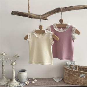 Hauts à manches courtes en coton côtelé à volants pour petites filles, vêtements d'été - Product Image 2
