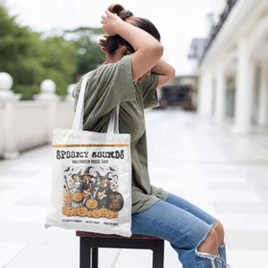 DLBZ Custom Fashionable Eco Friendly Durable <b>White</b> Canvas Cotton Halloween Tote <b>Bag</b> with Rope Handle for Daily Use - Product Image 6