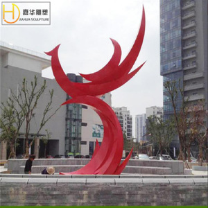 Escultura Abstracta de Fénix Jiahua, Acero Inoxidable, Decoración para Plaza Exterior, Forma Irregular, Montaje en Suelo, Hecha a Mano - Product Image 1