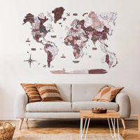 Grande carte du monde en bois 3D - Décoration murale créative - Cadeau original pour toutes les occasions - Pour la maison, la cuisine ou le bureau