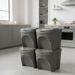 Set di 4 bidoni per la raccolta differenziata KEDEN SORTIBOX, grigio, volume 4x25L - Product Image 3
