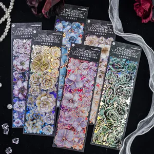 3 pièces d'autocollants pour animaux de compagnie en papier Night Flower God Series <span class=keywords><strong>Dark</strong></span> Series Journal Decorative Source Material <span class=keywords><strong>into</strong></span> 6 Choices - Product Image 2
