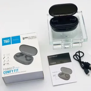 Portable BT5.0 Button control Stereo TG902 Wireless Earphone Mini Headset TWS tg-902 Earbuds 500mah charging case bass headphone