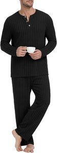 Pantaloni da <span class=keywords><strong>uomo</strong></span> <span class=keywords><strong>che</strong></span> si rilassano e caldi per dormire morbidi a maniche lunghe con motivo stampato in pigiama lavorato a maglia traspirante - Product Image 5