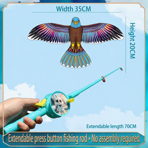 Caña de Pescar Dinámica de Mano para Niños, Fácil de Volar, con Diseños de Dibujos Animados de Golondrina y Águila y Alas que se Agitan (Plástico) - Product Image 3