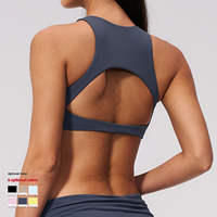 Ropa Deportiva al por Mayor con Logotipo Personalizado, Sujetador Deportivo de Alta Sujeción para Yoga y Gimnasio, con Espalda Descubierta y Relleno Extraíble