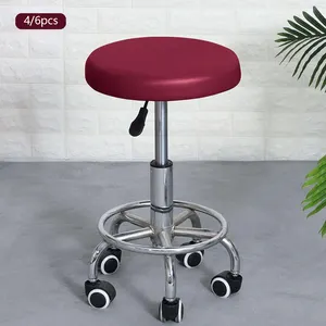 Housse de siège de chaise ronde en cuir PU Housse de chaise durable et facile à installer