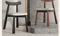 Chaise de salle à manger en bois et cuir PU de style nordique avec dossier pour restaurant, café, maison, cave à vin