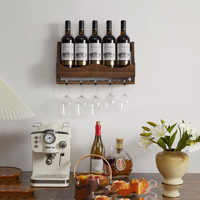 Vente en gros, casier à vin mural, support de verre à vin rustique, support suspendu, contient 5 bouteilles de vin