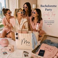 Sac fourre-tout en toile importé Ugiftcorner avec poignée en cuir et poche, idéal pour les enterrements de vie de jeune fille, les fiançailles, les lune de miel et les mariages – Collection Mariée