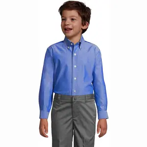 Customized School Uniform Boys Long Sleeve No Iron Pinpoint Dress Shirt