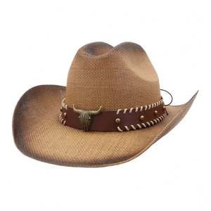 Chapeau de soleil N55 en paille rigide avec ruban et cordon, style image, pour la pêche en extérieur, les voyages, les loisirs et les affaires - Product Image 3