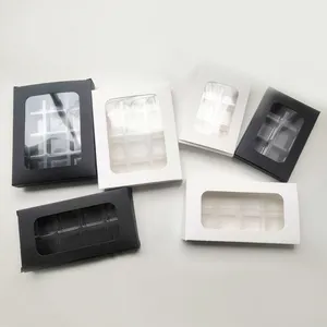 High Quality Custom White Black Color Clamshell Wax Melt Drawer Kraft Paper Box Containers Packaging With Clear Window