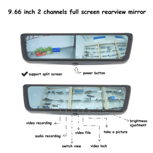 Grand angle 9-36v IPS écran tactile full hd double lentille voiture boîte noire dvr voiture rétroviseur - Product Image 2