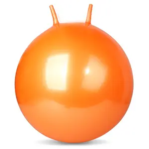 价格优惠厂家充气橙色44厘米pvc瑜伽球带泵