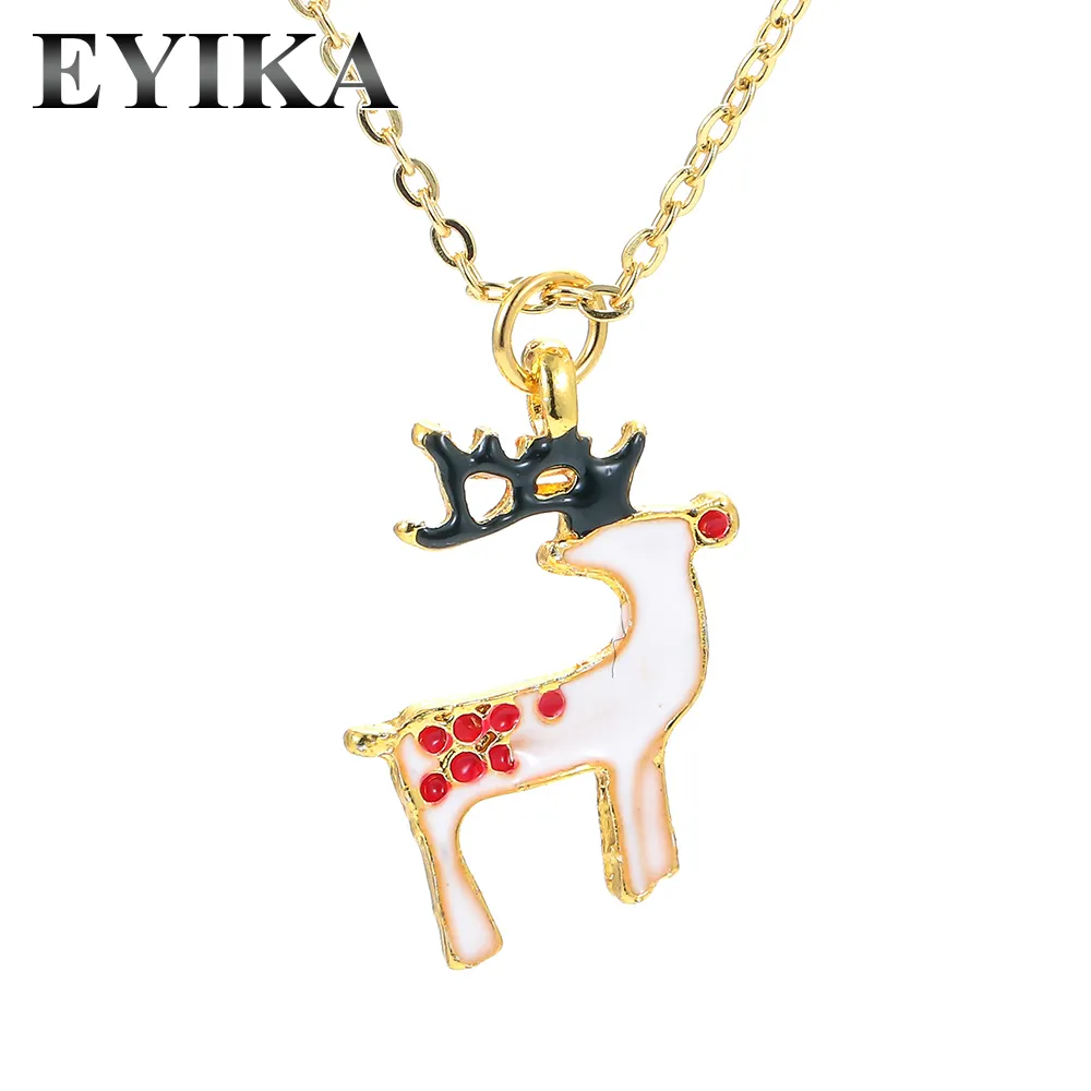 Christmas Necklaces For Women Enamel Christmas Santa Pendant Necklace Fashion Gold Plated Christmas boxing Day Gift