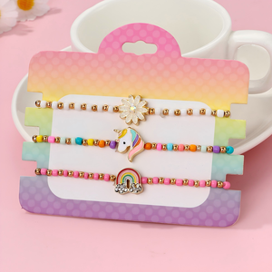 ランディハンドメイド カラフルビーズブレスレットセット レインボーユニコーンフラワーブレスレットセット 子供用 - Product Image 2