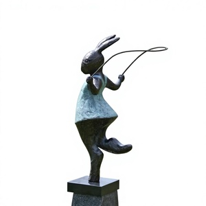 Skeeping Rabbit Statue For Garden Ornament handmade Bronze Rabbit Sculpture Outdoor Lawn Farm Decor Figurine - Product Image 1