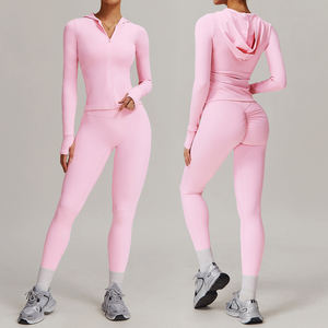 Pantalones acampanados de manga larga con capucha y cremallera para mujer, traje informal a la moda, a la moda - Product Image 1