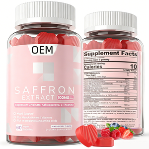 Gummies véganes à l'extrait de safran 100mg, saveur fruits rouges mélangés, avec Ashwagandha, L-Théanine, Magnésium, <span class=keywords><strong>Miel</strong></span> de Manuka, Multivitamines, 60 unités - Product Image 1