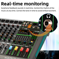 Console de Mixage Audio Professionnelle Biner PA12 avec Carte Son USB Intégrée, Effet Réverbération 256 Canaux, Table de Mixage Audio 12 Canaux