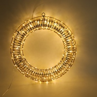 Guirnalda de Luces LED con Marco de Hierro Plateado y Película Dorada Tipo Champán, Lámpara Colgante con Lazo Integrado para Decoración Navideña