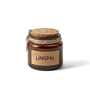 Mini pot de bougie de Noël en verre ambré recyclable de 100ml pour aromathérapie de bougie faite <span class=keywords><strong>maison</strong></span> avec couvercle en liège - Product Image 5