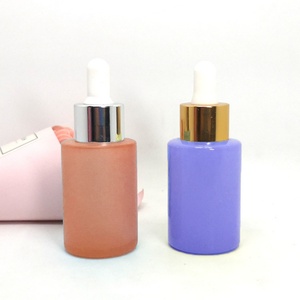 Nuevo Diseño, Botella de Vidrio Cosmética Negra Mate de 30ml, 50ml, 60ml con Hombro Plano, Bomba de Presión y Gotero con Botón - Product Image 6