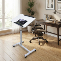 Escritorio Ergonómico Plegable de Metal con Altura Ajustable, Ruedas Giratorias, Estación de Trabajo Portátil para Escribir, Jugar y Trabajar en el Dormitorio o Estudio