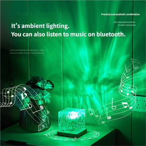 Lampe de table en cristal rechargeable avec base en bois massif de qualité supérieure, effet d'ondulation d'eau RGB, pour la décoration de la maison - Product Image 2