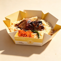 Boîte à emporter pliante en papier anti-graisse pour poulet grillé à la mandi arabe, poulet au barbecue, poulet kabsa, et autres plats chauds pour la restauration