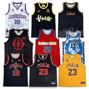 เสื้อบาสเก็ตบอลย้อนยุคสีดำเสื้อบาสเก็ตบอลปักโลโก้ดีไซน์คลาสสิก - Product Image 1