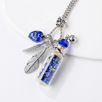 Nouveau Collier Pendentif Bouteille à Parfum en Acier Inoxydable avec Pierre Naturelle Quartz Rose et Cristal Créatif