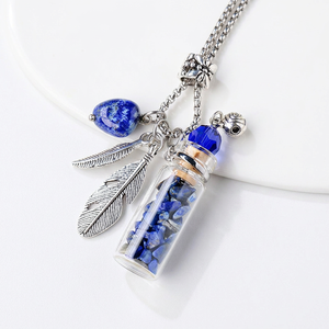 Nouveau Collier Pendentif Bouteille à Parfum en Acier Inoxydable avec Pierre Naturelle Quartz Rose et Cristal Créatif - Product Image 3