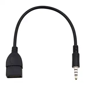 3.5毫米公AUX音频插头插孔到USB 2.0母转换器电缆适配器汽车