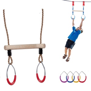 Bagues de gymnastique pliable avec trapèze en bois, prise en main, pour adultes, entraînement, Fitness, exercices sportifs - Product Image 1