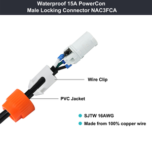 Cable Adaptador de Corriente Profesional PowerCON NAC3FCB a NEMA 5-15R, Cable para Sistemas de Iluminación y Sonido - Product Image 4
