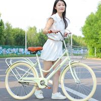 Vélo pliant rétro pour femmes de 24 pouces/26 pouces, cadre en acier à haute teneur en carbone, vélo de banlieue pour adultes et étudiants, fourche à suspension, OEM/ODM