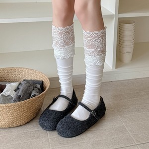 Calze da donna bianche a mezza gamba con effetto Maillard, in cotone, con bordo in pizzo alla moda, calze al ginocchio per <span class=keywords><strong>stivali</strong></span> - Product Image 4