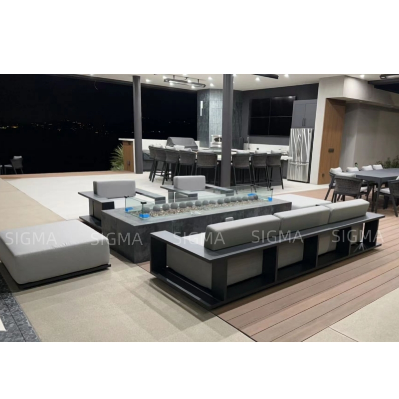 Simple style outdoor sofa garden villa terrace aluminum furniture garden sofa set hotel patio outdoor sofa set