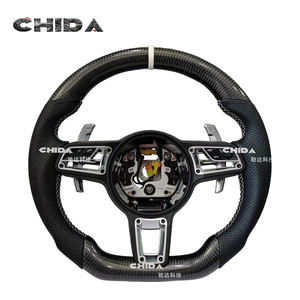 พวงมาลัยคาร์บอนไฟเบอร์เย็บสีขาวสำหรับโมเดล Porsche Cayman Panamera Macan <span class=keywords><strong>Cayenne</strong></span> 918 911 718 970 958 971 - Product Image 2