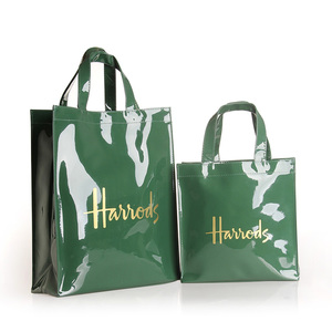Borsa di lusso di alta qualità con stampa personalizzata in PVC Tote nera a specchio lucido in pelle sintetica impermeabile