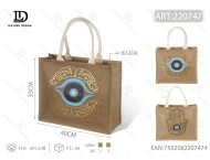 Borsa Tote in Canapa con Design Ricamato, Borsa per lo Shopping per Tutte le Stagioni, Borsa da Donna - Product Image 1