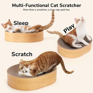 <span class=keywords><strong>FUKUMARU</strong></span> Classique Écologique Chat Scratcher Carton Salon Lit 2-en-1 Scratch Pad Ovale Intérieur Durable Salon Toutes Saisons - Product Image 2