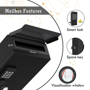 Boîtes aux lettres extérieures étanches Boîte aux lettres murale avec serrure numérique intelligente Boîte aux lettres Boîte aux lettres - Product Image 4